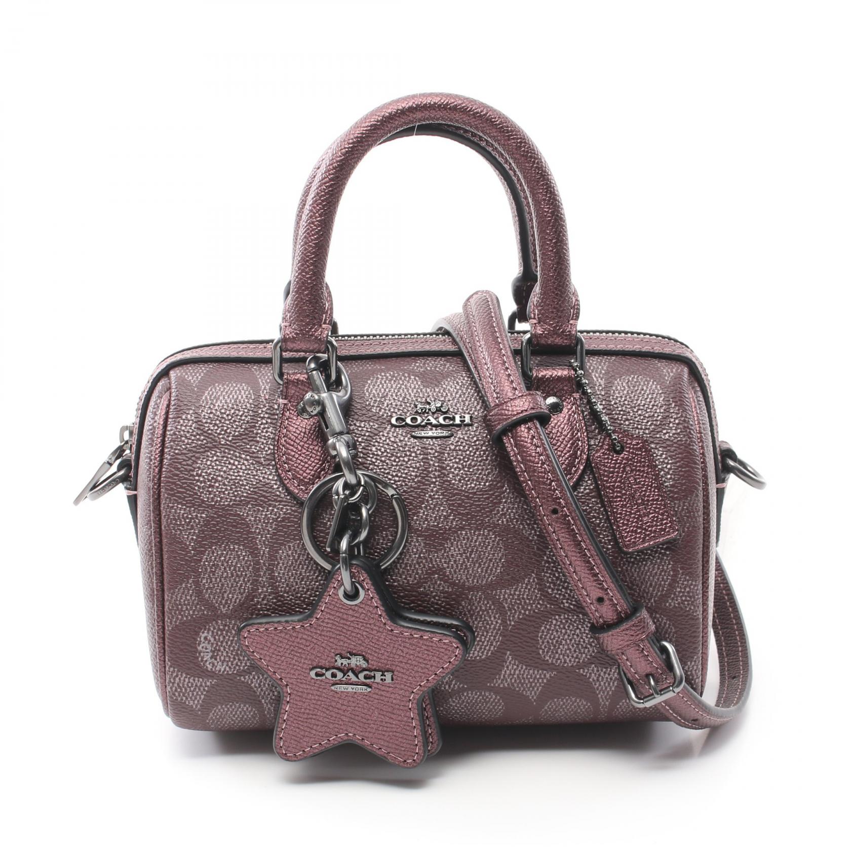 【ポイント3倍】コーチ COACH シグネチャー ミニ ローワン ハンドバッグ バッグ PVCコーティングキャンバス レザー レディース ボルドー系 CX186QBO2Q 【新品】