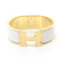 【7%OFFクーポン対象】エルメス HERMES クリッククラックGM バングル アクセサリー GP(ゴールドメッキ) エナメル レディース ゴールド系 / ホワイト系 【中古】(4)