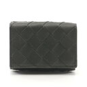 【10%OFFクーポン対象】ボッテガヴェネタ BOTTEGA VENETA イントレチャート 三つ折り財布 財布 レザー メンズ ブラック系 751145VCPQ61878 【新品】