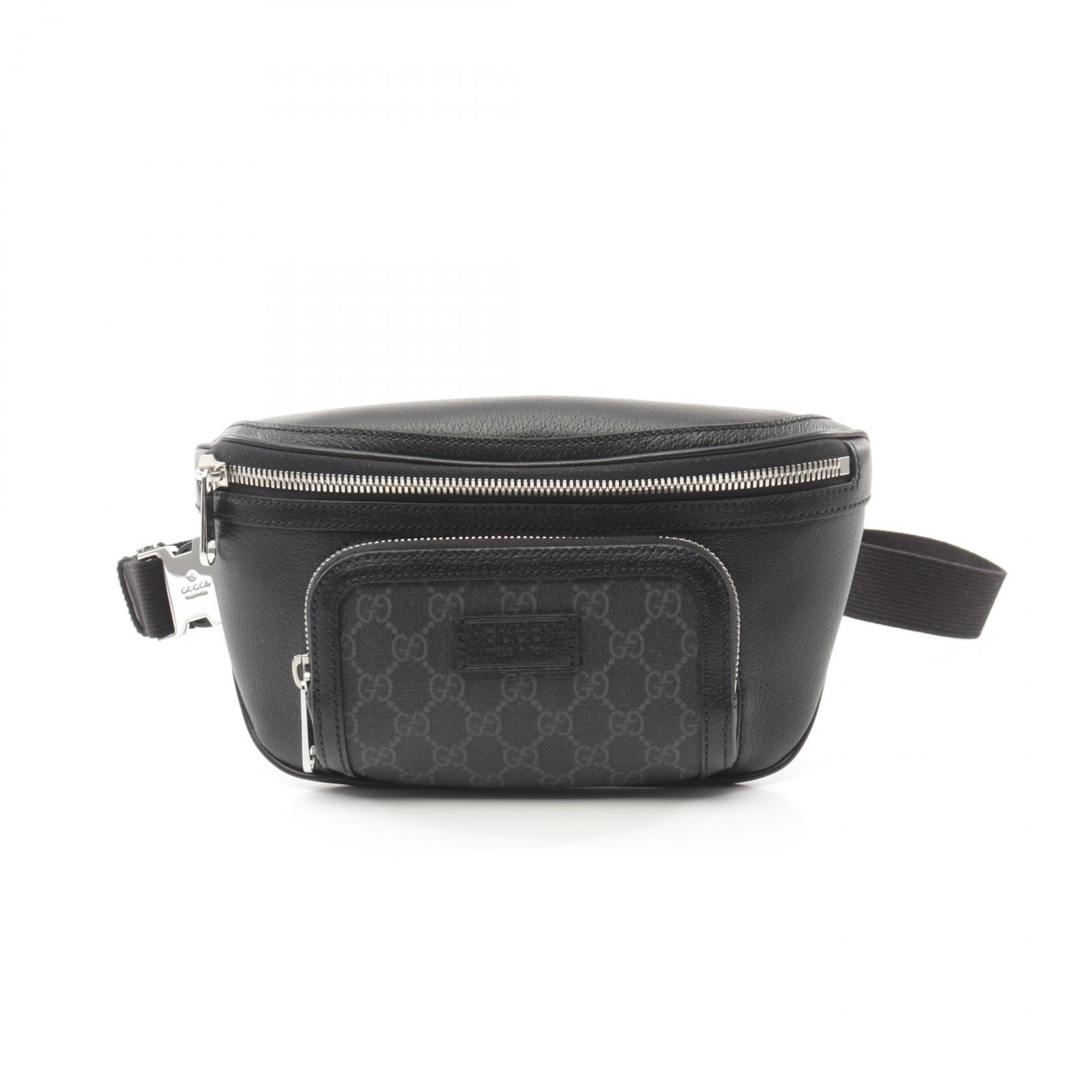 【7千円OFFクーポン対象】グッチ GUCCI GGスプリーム スモール ベルトバッグ ウエストバッグ バッグ PVCコーティングキャンバス レザー メンズ ブラック系 795463FADJK100090 【新品】