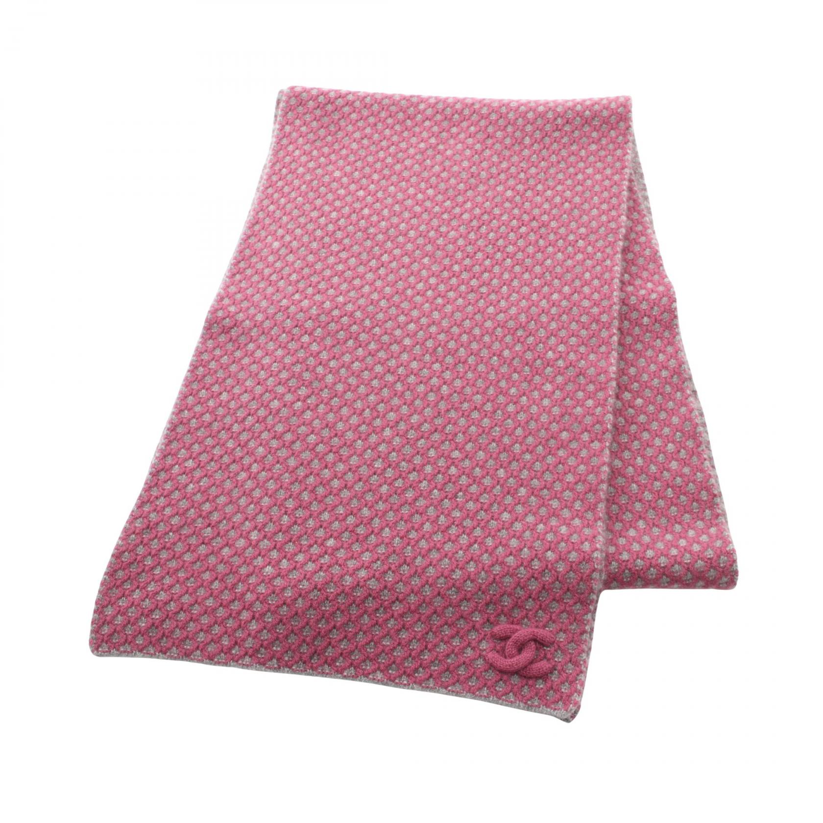 【ポイント3倍】シャネル CHANEL ココマーク マフラー 衣料品 カシミヤ レディース ピンク系 / グレー系 【中古】