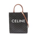 【5%OFFクーポン×P5倍】セリーヌ CELINE スモール バーティカル カバ トリオンフ トートバッグ バッグ PVCコーティングキャンバス レザー レディース ブラック系 / ブラウン系 191542 【中古】(4)