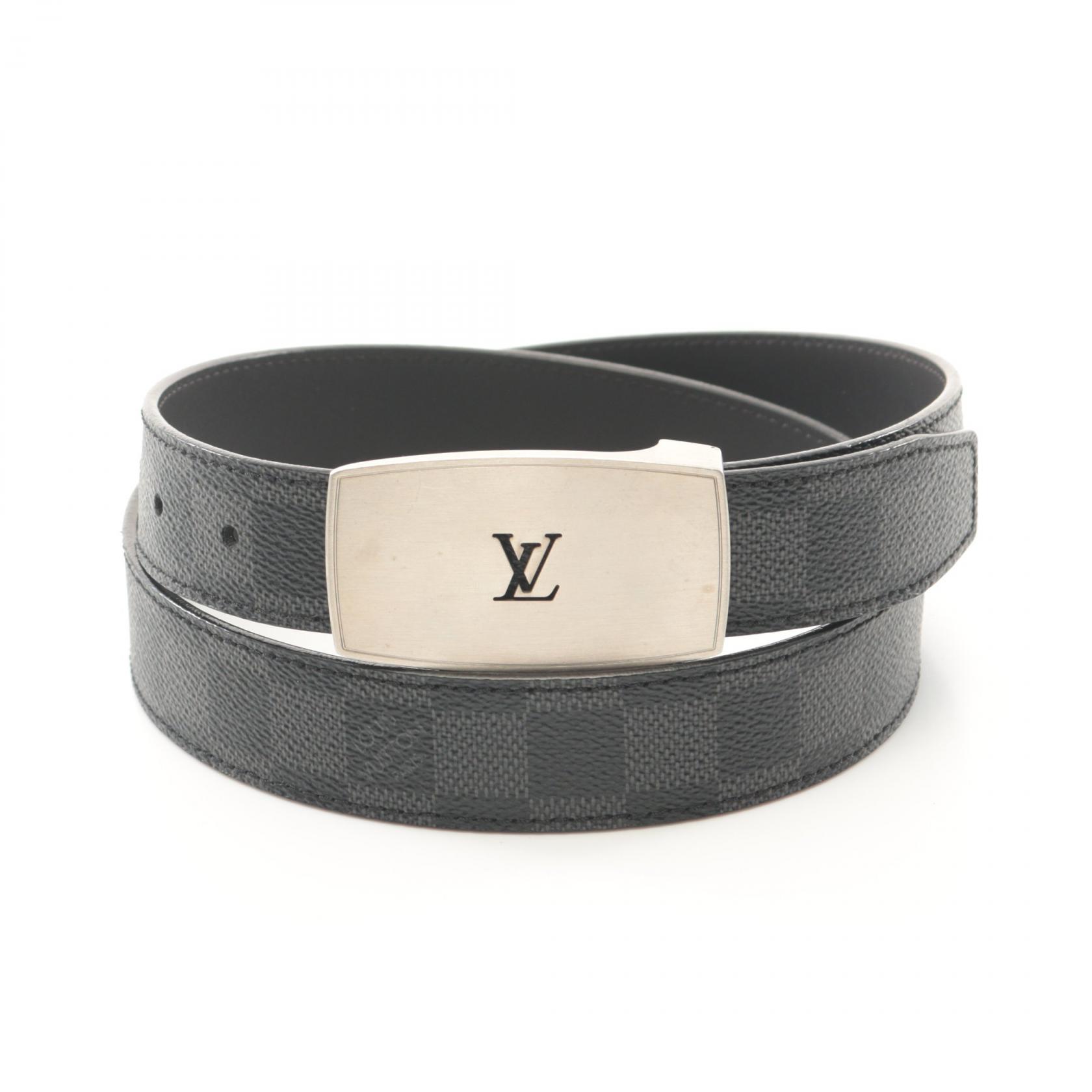 【ポイント3倍】ルイ・ヴィトン LOUIS VUITTON サンチュール LV CUT ダミエグラフィット ベルト 衣料品 PVCコーティングキャンバス レザー メンズ ブラック系 M9638 【中古】