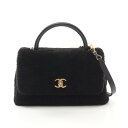 シャネル CHANEL ココハンドル トップハンドル フラップ バッグ マトラッセ ハンドバッグ バッグ ムートン レディース ブラック系 【中古】