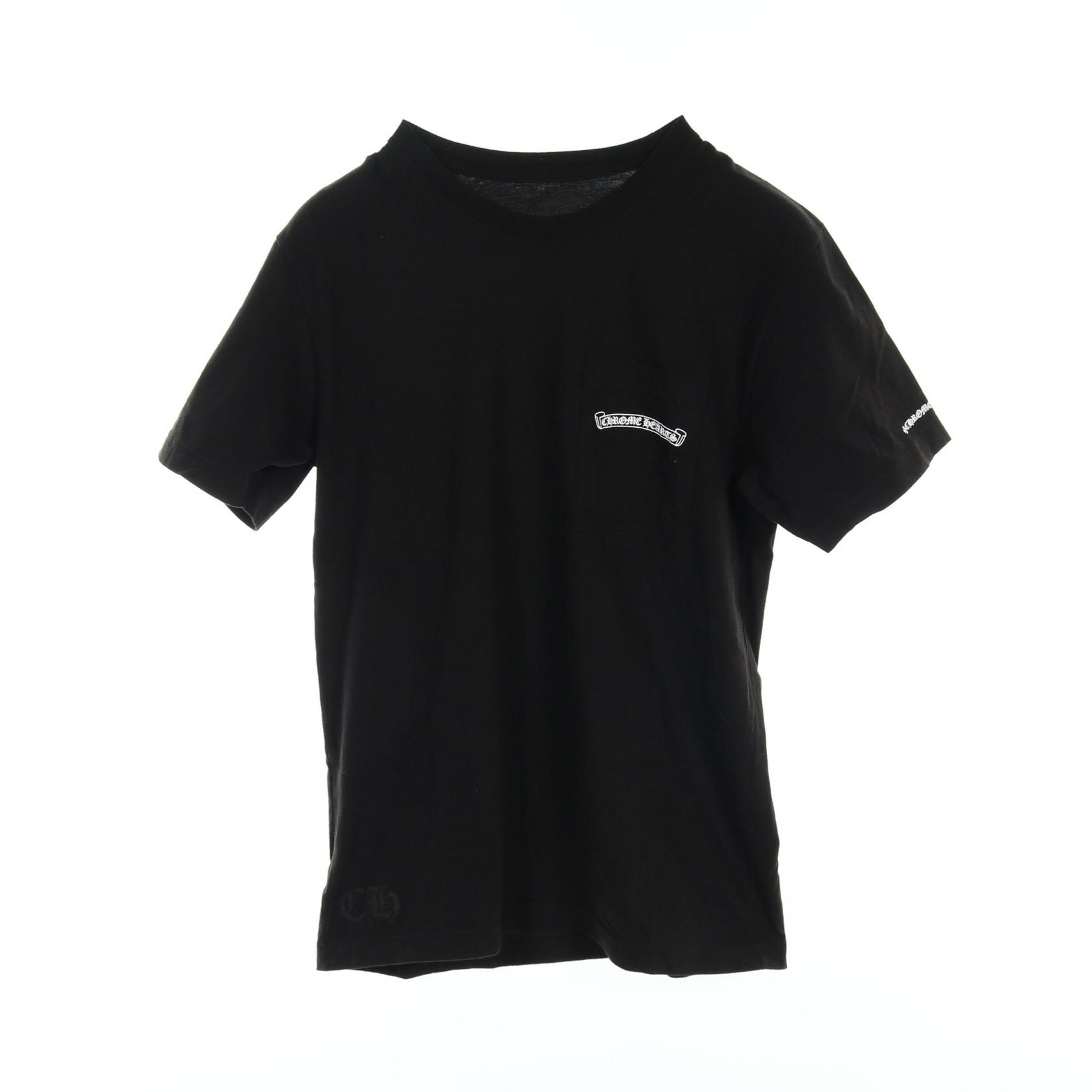 【20%OFFクーポン対象】クロムハーツ CHROME HEARTS スクロールラベル カットソー 衣料品 トップス コットン メンズ ブラック系 【中古】