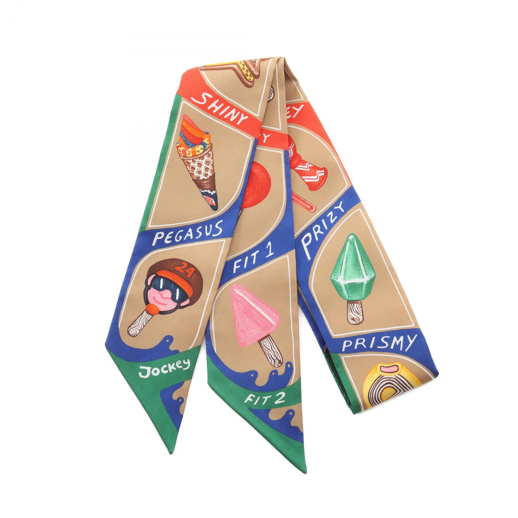 【7%OFFクーポン対象】エルメス HERMES ツイリー FUNNY ICE CREAM スカーフ 衣料品 シルク シルク レディース ベージュ系 / マルチカラー 【中古】