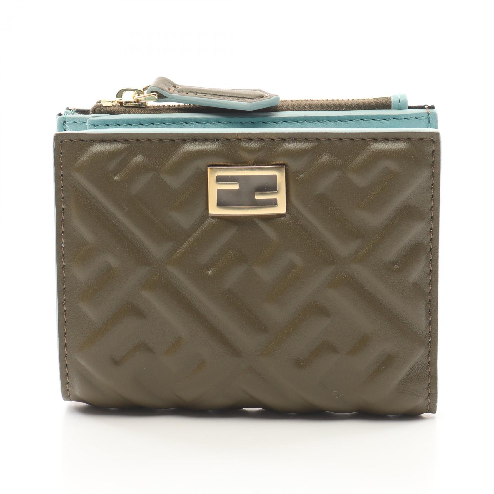 【ポイント3倍】フェンディ FENDI スリムバゲット FF柄 二つ折り財布 財布 レザー レディース ブラウン系 / ブルー系 8M0506AT00F1PQH 【新品】