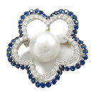 【15%OFFクーポン対象】ジュエリー JEWELRY パール ブローチ ブローチ アクセサリー Pt900プラチナ ダイヤモンド パール/サファイア レディー...
