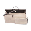 【7%OFFクーポン対象】エルメス HERMES エールバッグジップ50 ルトゥルネ キャビン ハンドバッグ バッグ レザー トワルGM トワルGM レディース ベージュ系 / ブラウン系 【中古】