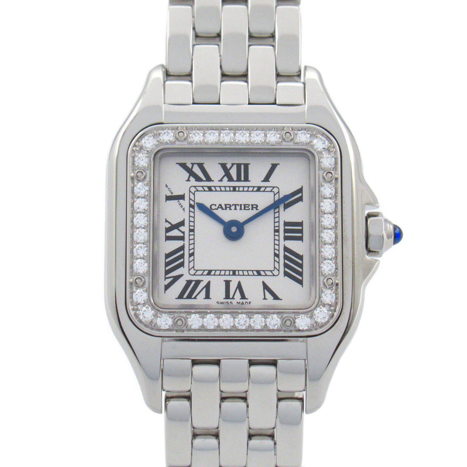 【7%OFFクーポン対象】カルティエ CARTIER パンテールSM ダイヤベゼル 腕時計 時計 ステンレススチール レディース シルバー系 W4PN0007 【中古】
