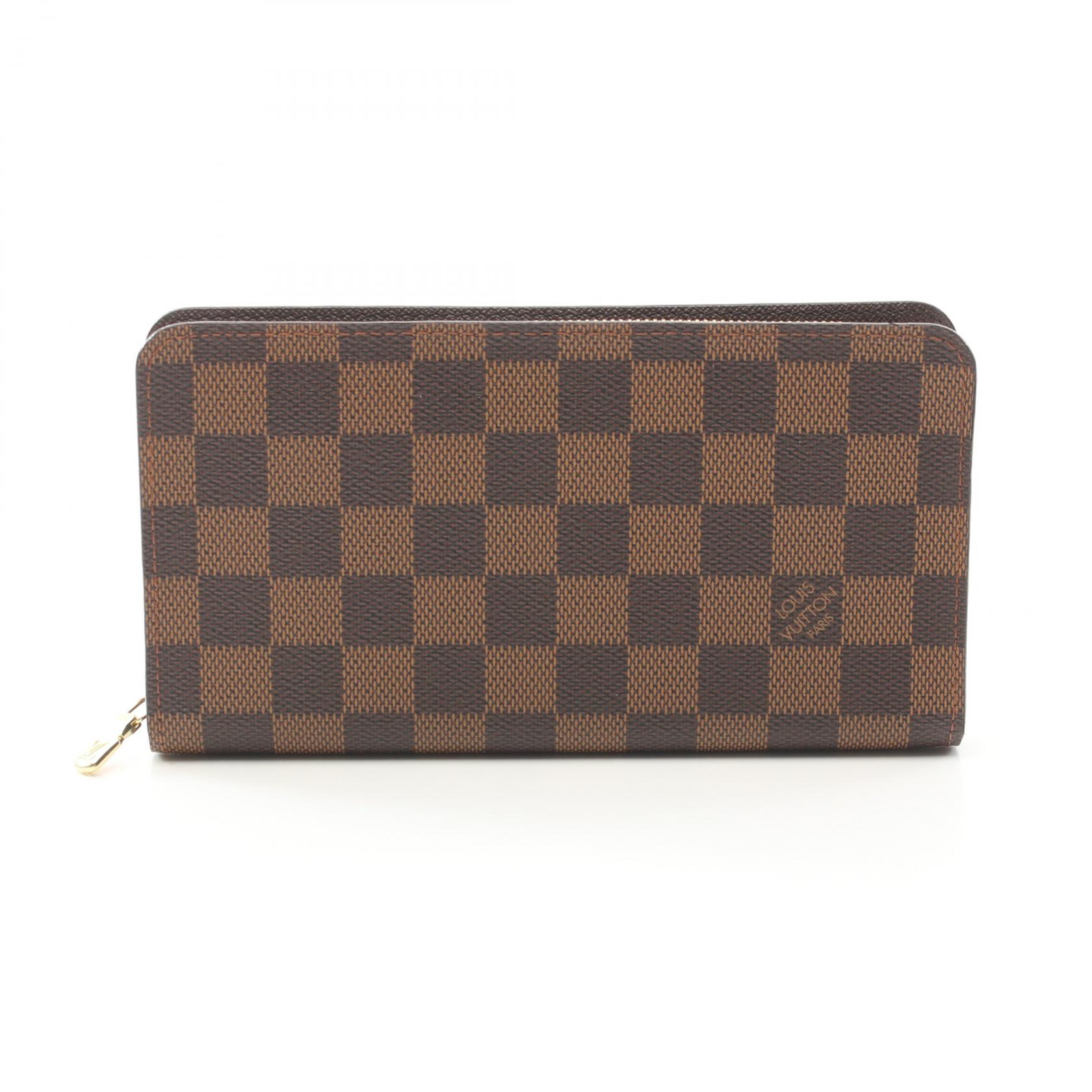 【2千円OFFクーポン対象】ルイ・ヴィトン LOUIS VUITTON ポルトモネジップ ダミエエベヌ ラウンド長財布 財布 PVCコーティングキャンバス レディース ブラウン系 N61728 【中古】