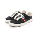 グッチ GUCCI ACE エース スニーカー 靴 ナイロン レザー メンズ ブラック系 / レッド系 / グリーン系 800891 【中古】