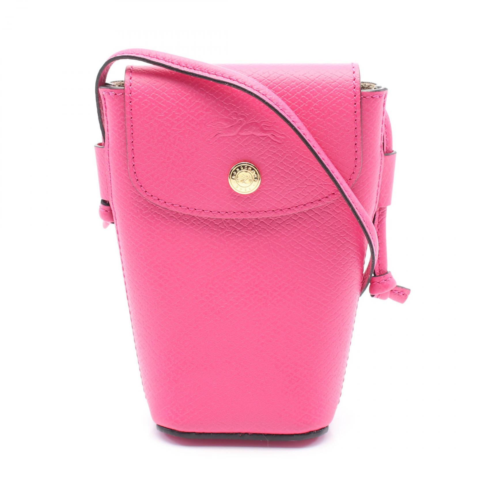 ロンシャン Longchamp エピュレ スマートフォンケース ショルダーバッグ バッグ レザー レディース ピンク系 【中古】
