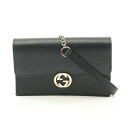 【15%OFFクーポン対象】グッチ GUCCI インターロッキングG ショルダーバッグ バッグ レザー レディース ブラック系 615523 【中古】