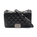 シャネル CHANEL ボーイシャネル ワイルドステッチ ショルダーバッグ バッグ レザー レディース ブラック系 A67086 【中古】
