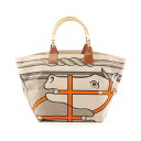 【4万円OFFクーポン対象×P5倍】エルメス HERMES スティープル ラージ トートバッグ バッグ トワルアッシュ / ストロー / ヴォーバレニア トワル...