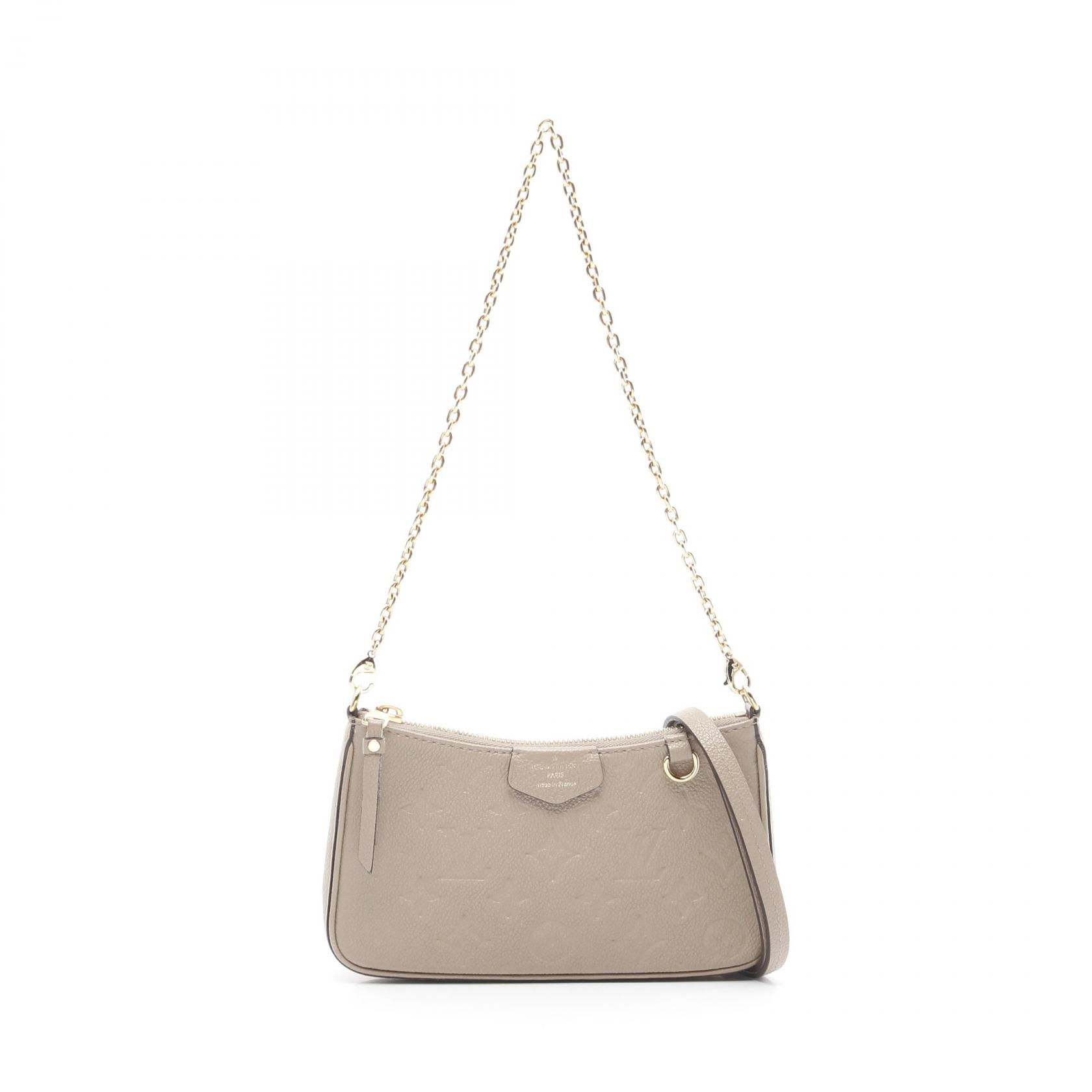 【10%OFFクーポン対象】ルイ・ヴィトン LOUIS VUITTON イージー ポーチ ショルダーバッグ バッグ レザー モノグラム・アンプラント レディース ベージュ系 M81862 【中古】