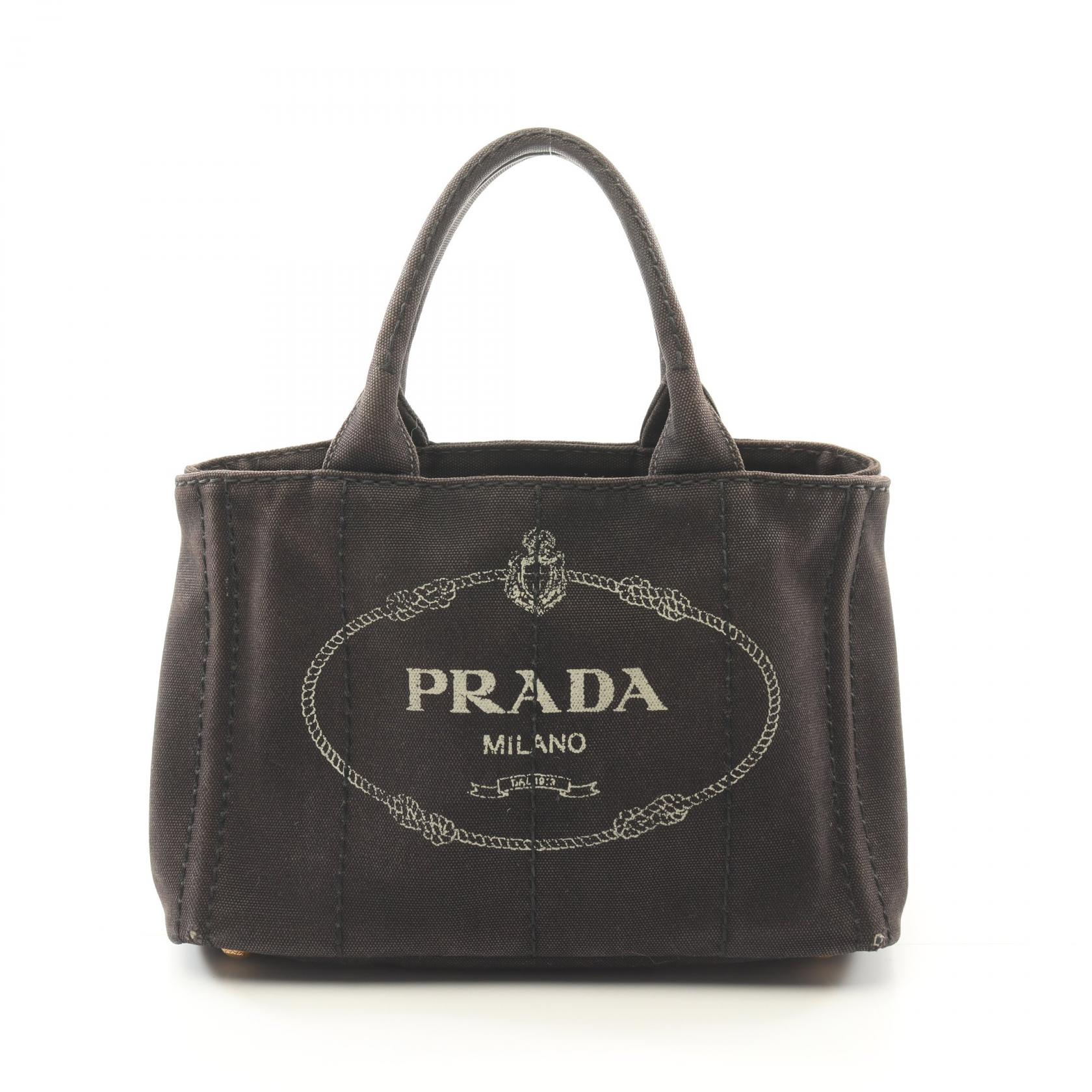 【2千円OFFクーポン対象】プラダ PRADA CANAPA カナパ トートバッグ バッグ キャンバス レディース ブラック系 1BG439 【中古】