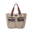 【3千円OFFクーポン対象】グッチ GUCCI シェリーライン GGキャンバス トートバッグ バッグ キャンバス レザー レディース ベージュ系 / ブラウン系 161836 【中古】