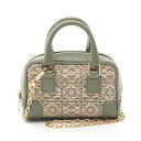 【10%OFFクーポン対象】ロエベ LOEWE アマソナ ナノ ハンドバッグ バッグ キャンバス レザー レディース カーキ系 A039U96X02 【中古】