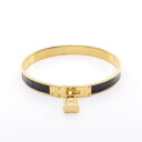 エルメス HERMES ケリーブレスレット バングル アクセサリー GP(ゴールドメッキ) クロコダイル レディース ゴールド系 / ブラック系 【中古】