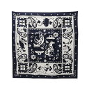【ポイント5倍】エルメス HERMES カレ55 シルクバンダナ55 ANIMAUX BANDANA スカーフ 衣料品 シルク シルク レディース ネイビー系 / ホワイト系 【中古】(4)