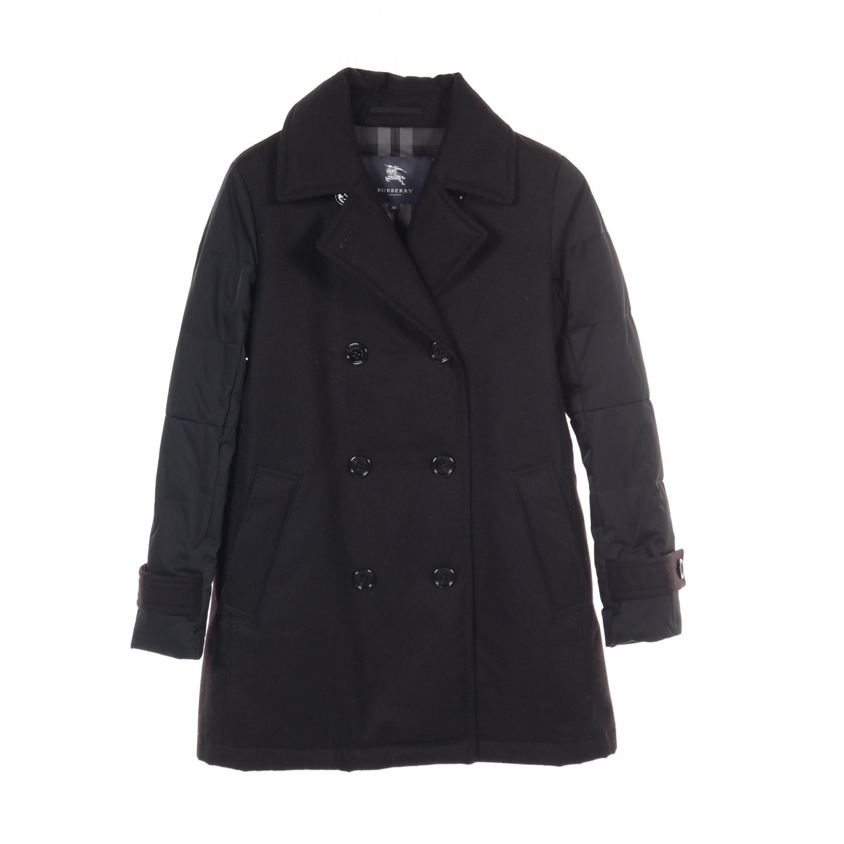 バーバリーロンドン BURBERRY LONDON ピーコート 衣料品 アウター ウール ポリエステル レディース ブラック系 【中古】