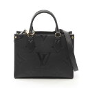 ルイ・ヴィトン LOUIS VUITTON オンザゴーPM ハンドバッグ バッグ レザー モノグラム・アンプラント レディース ブラック系 M45653 【中古】