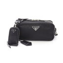 【10%OFFクーポン対象】プラダ PRADA TESSUTO+VITELLO ショルダーバッグ バッグ ナイロン サフィアーノレザー レディース ブラック系 1BH197 【中古】