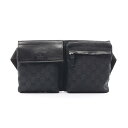 グッチ GUCCI GGキャンバス ウエストバッグ ボディバッグ バッグ キャンバス レザー メンズ レディース ブラック系 28566 【中古】(4)