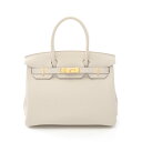 【7%OFFクーポン対象】エルメス HERMES バーキン30 ハンドバッグ バッグ レザー トゴ トゴ レディース ホワイト系 【中古】