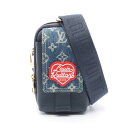 ルイ・ヴィトン LOUIS VUITTON ダブルフォンポーチ モノグラムデニム ショルダーバッグ バッグ レザー デニム メンズ ネイビー系 M81060 【中古】