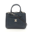 シャネル CHANEL ネオ エグゼクティブ トート スモール ハンドバッグ バッグ レザー レディース ネイビー系 / ブルー系 A69929 【中古】