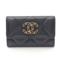 シャネル CHANEL CHANEL19 マトラッセ カードケース アクセサリー ラムスキン(羊革) レディース ブラック系 【中古】