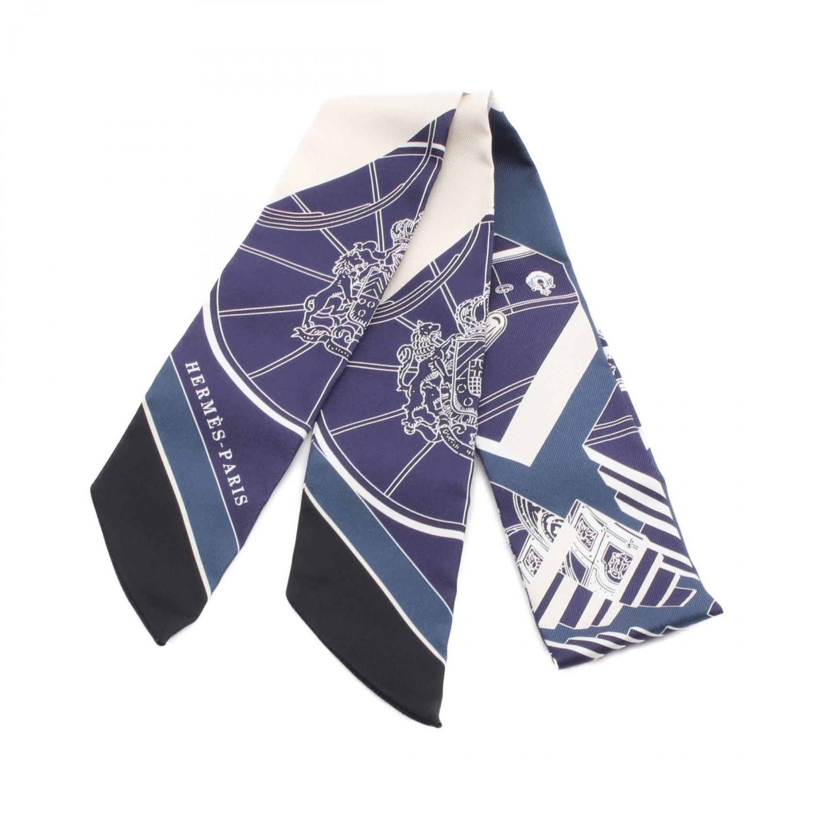 【7％OFFクーポン×P5倍】エルメス HERMES ツイリー Springs Springs スカーフ 衣料品 シルク シルク レディース ネイビー系 / マルチカラー 【中古】