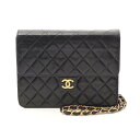 シャネル CHANEL マトラッセ シングルフラップ ショルダーバッグ バッグ ラムスキン(羊革) レディース ブラック系 A03569 【中古】