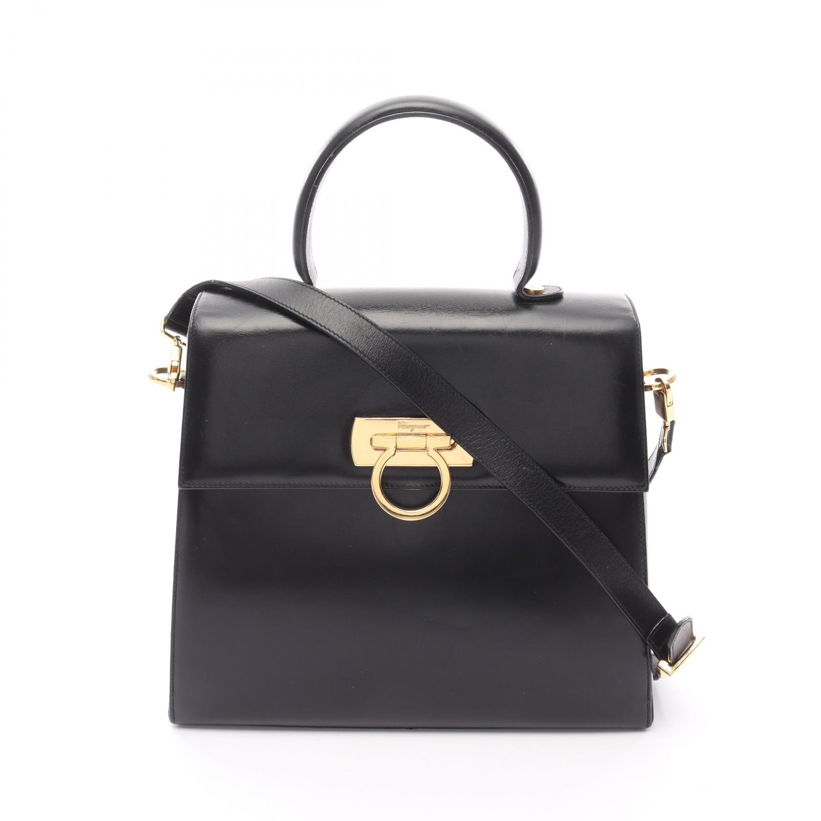 楽天Brandoff銀座サルヴァトーレフェラガモ Salvatore Ferragamo ガンチーニ ハンドバッグ バッグ レザー レディース ブラック系 21 0536 【中古】