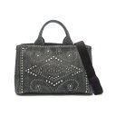 プラダ PRADA CANAPA DENIM カナパ トートバッグ バッグ デニム レディース ネイビー系 BN2642 【中古】