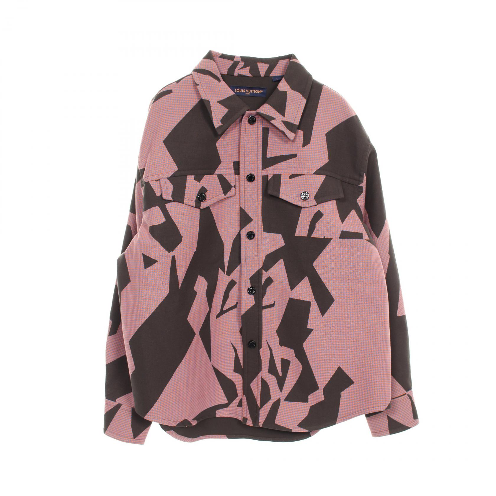 ≪5%OFF＆まとめ買い対象≫ルイ・ヴィトン LOUIS VUITTON ダブルフェイス オーバー シャツジャケット 衣料品 トップス コットン メンズ オレンジ系 / ブルー系 / ブラック系 RM231M TB4 HOS01W 【中古】