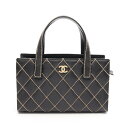 【4万円OFFクーポン対象】シャネル CHANEL ワイルドステッチ トートバッグ バッグ レザー レディース ブラック系 【中古】