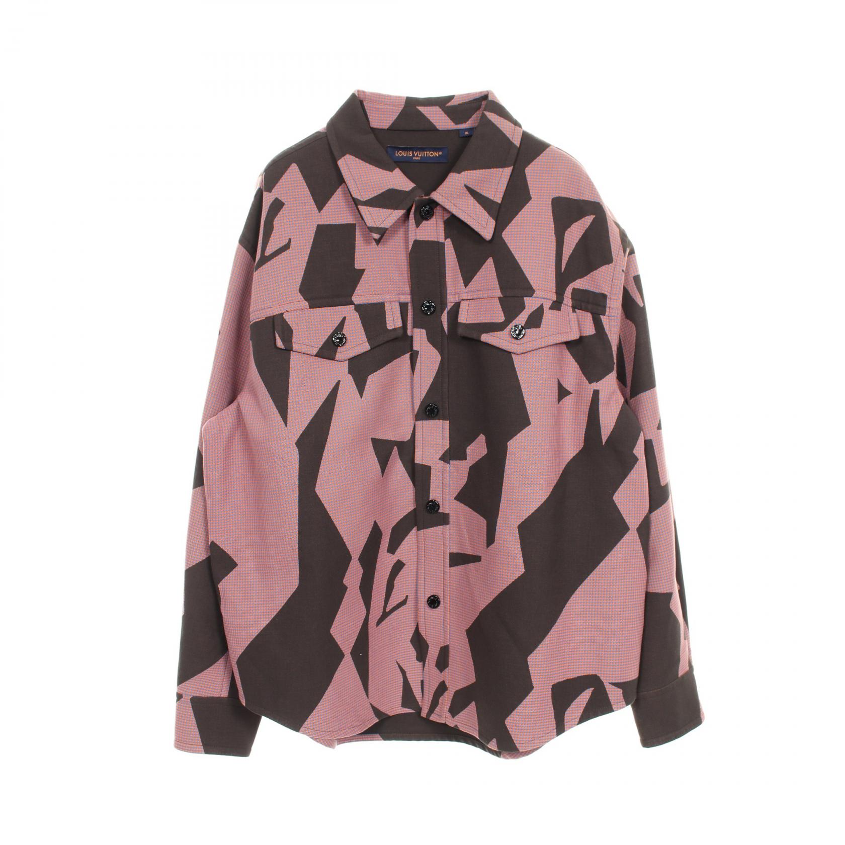 ≪5%OFF＆まとめ買い対象≫ルイ・ヴィトン LOUIS VUITTON ダブルフェイス オーバー シャツジャケット 衣料品 トップス コットン メンズ オレンジ系 / ブルー系 / ブラック系 RM231M TB4 HOS01W 【中古】