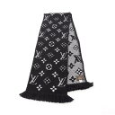 【3千円オフor2点以上で10%OFF】ルイ・ヴィトン LOUIS VUITTON エシャルプ ロゴマニア シャイン ノワール マフラー 衣料品 ウール シルク レディース ブラック系 / シルバー系 M75833 【中古】