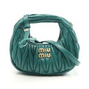 ミュウ ミュウ Miu Miu ワンダー マテラッセ マイクロホーボーバッグ ハンドバッグ バッグ レザー レディース グリーン系 5NR019 【中古】