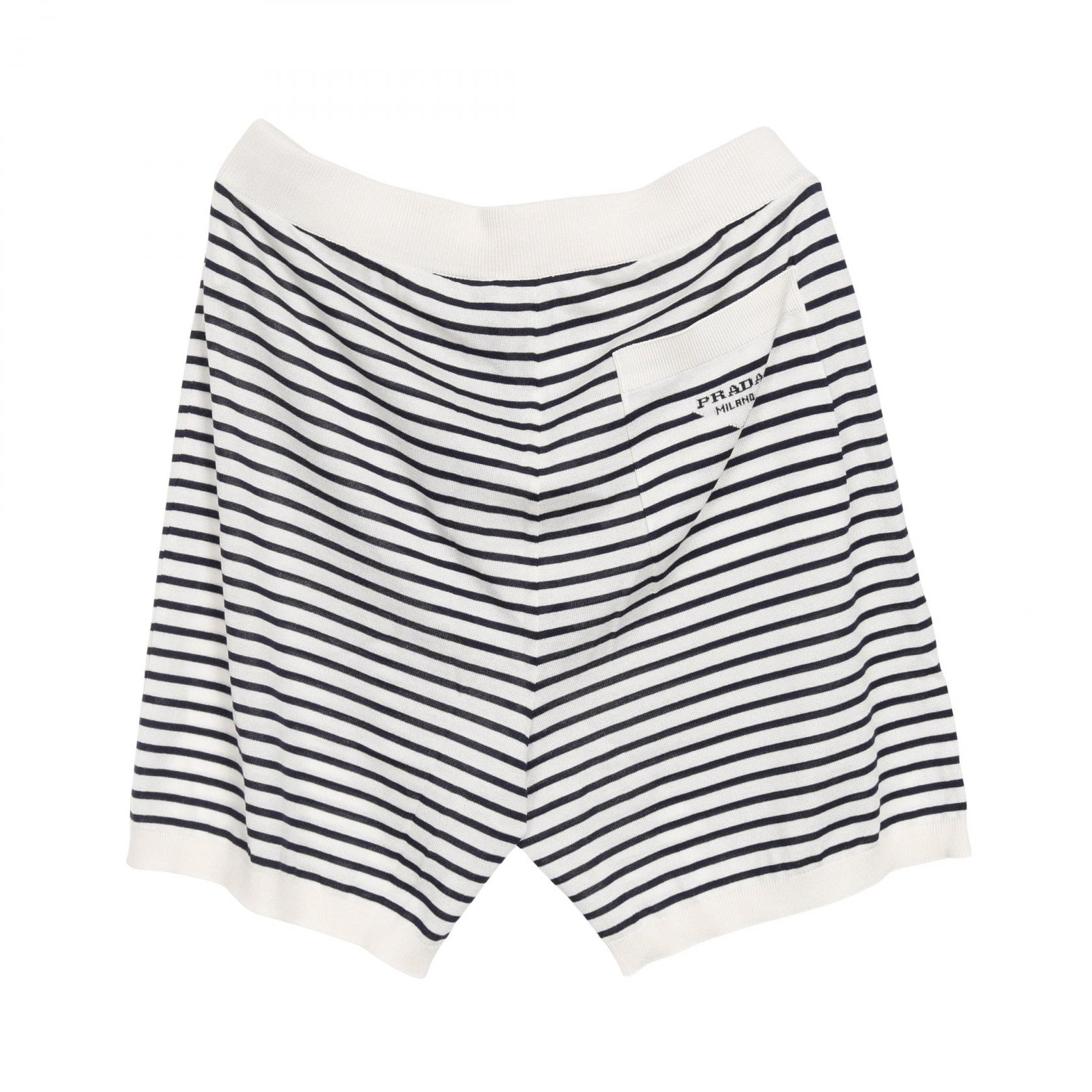 プラダ PRADA パンツ 衣料品 ボトムス シルク コットン メンズ ホワイト系 / ネイビー系 UMP120 【中古】