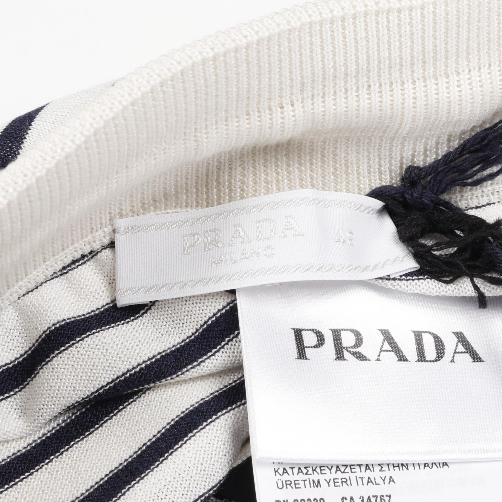 プラダ PRADA パンツ 衣料品 ボトムス シルク コットン メンズ ホワイト系 / ネイビー系 UMP120 【中古】