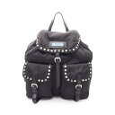 【7千円OFFクーポン対象】プラダ PRADA VELA リュックサック バックパック バッグ ナイロン レザー レディース ブラック系 1BZ811 【中古】