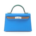 エルメス HERMES ミニケリー2 トリコロール ハンドバッグ バッグ レザー ヴォーエプソン ヴォーエプソン レディース ブルー系 / ブラウン系 / グリ...