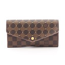 【5%OFFクーポン対象】ルイ・ヴィトン LOUIS VUITTON ポルトフォイユ サラ ダミエエベヌ スタッズ ローズバレリーヌ 二つ折り長財布 財布 PVCコーティングキャンバス レザー レディース ブラウン系 / ピンク系 N60249 【中古】(4)