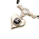 【7%OFFクーポン×P5倍】シャネル CHANEL ココマーク ハート ネックレス ジュエリー GP(ゴールドメッキ) レザー フェイクパール / ラインストーン レディース ゴールド系 / ブラック系 【中古】