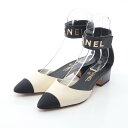 【10%OFFクーポン対象】シャネル CHANEL ココマーク パンプス 靴 レザー キャンバス レディース ブラック系 / ホワイト系 G36591 【中古】